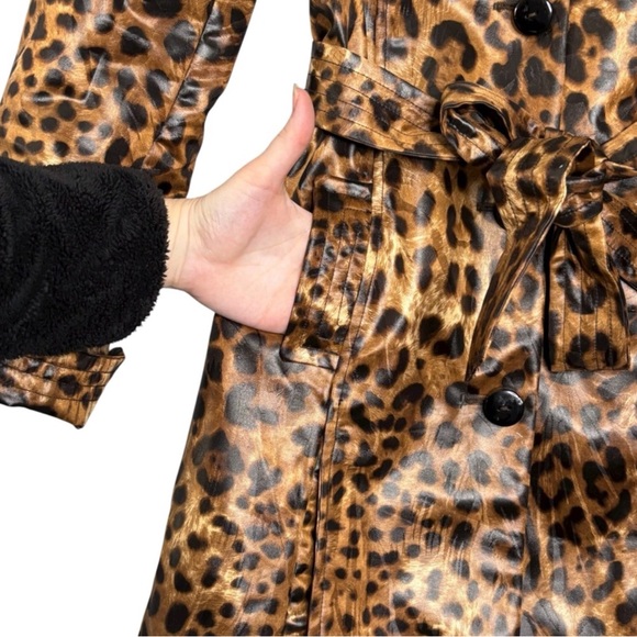 Vintage Georgiou Studio jacket leopard print belted lightweight trench size S - Picture 5 of 8
